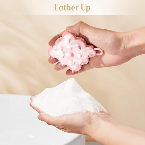 Shampoo Brush Massager for Hair Growth, Scalp Scrubber Exfoliator With Silicone Bristles for Dandruff Removal, Oily, Curl...
