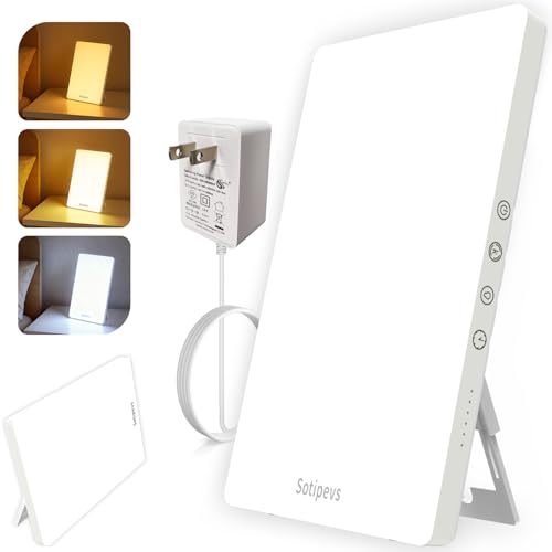 Sotipevs Light Therapy Lamp, 15,000 Lux Happy Lamp, Adjustable Brightness UV-Free, Touch Control Sun Lamp with Memory Func...