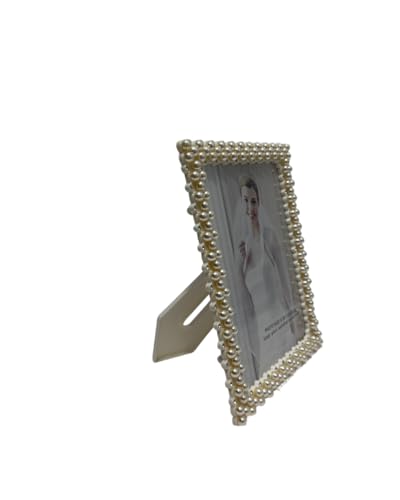 Elegant Pearl-Embellished Picture Frame, 6x8 Inches, Decorative Beaded Border for Wedding, romantic, family Photos