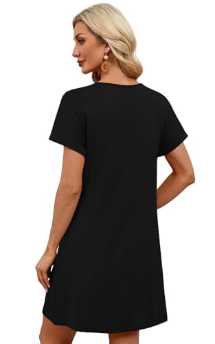WIHOLL Summer Dresses for Women with Sleeves Midi Dress Button Down Beach Vacation Casual Dresses Fashion Clothing