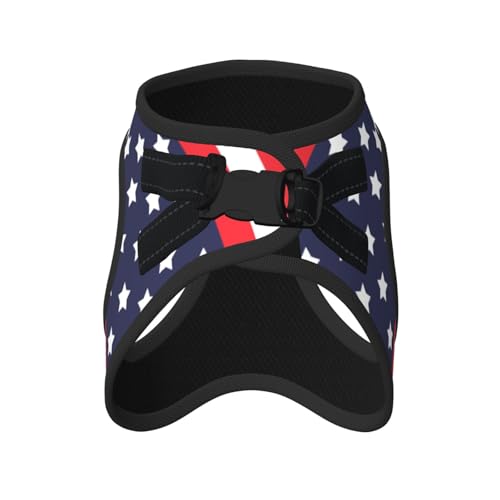 American Star Flag No Pull Dog Harness and Leash Set, Reflective Vest for Small Dogs, Adjustable Breathable Cute Classic M...