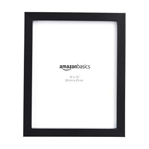 Amazon Basics Rectangular Picture Frame Set for Wall Hanging or Tabletop Display, 8 x 10 in, Black, 5-Pack