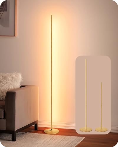 EDISHINE LED Corner Floor Lamp, Modern Slim Dimmable Light, Adjustable Height, 57.5" Minimalist Tall Lamp for Living Room,...