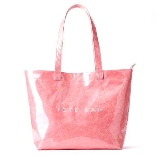 KALIDI PVC Zipper Tote Bag, Jelly Kraft Paper Beach Bag Large Hobo Carry All Travel Shopping Handbag Plastic Shoulder Bag