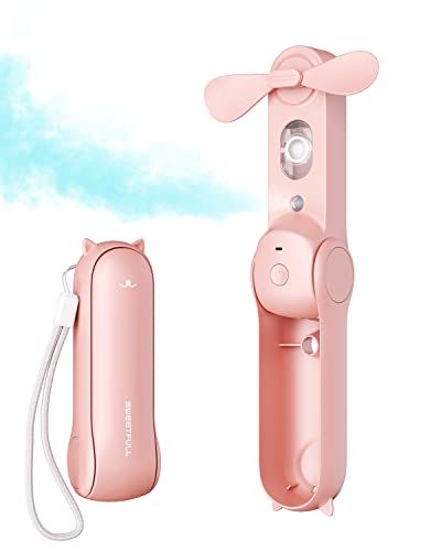 SWEETFULL Misting Fan Portable, Handheld Personal Mister Fans, Small Fan Rechargeable, Mini Spray Water Mist, Kids Women P...