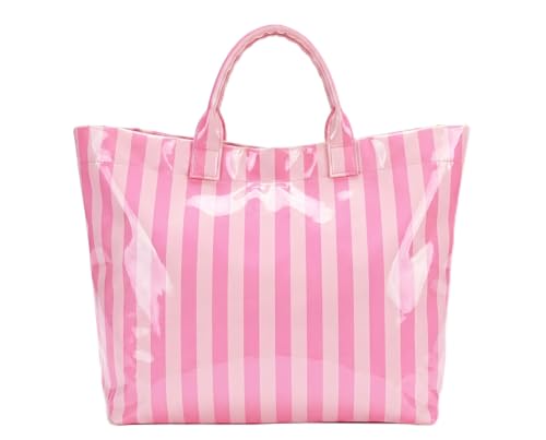 Aliceset Stylish Large Striped Tote Bag for Women Waterproof Beach Bag with Top Handles for Travel Gym Work Grocery