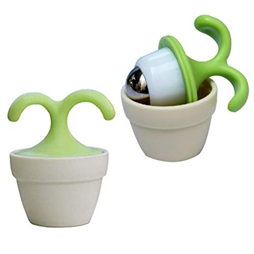 VUFVOID 2PCS Handheld Body Massager Mini Potted Plant Shaped Roller Ball Bead Relaxation Neck Foot Face Pot Desk Decor Mas...