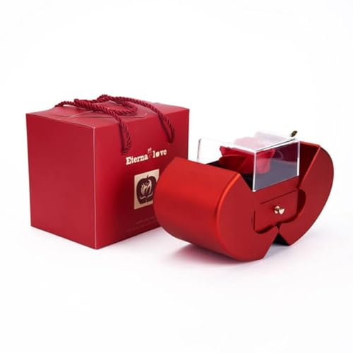 WLWXMH 2025 Preserved Red Rose With Hollow Clavicle Necklace, Jewelry Boxes with Necklace, Present Box For Girlfriend,Wif...