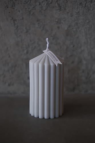Hyznengu Ribbed Peak Pillar Candle- Large Handmade Scented Soy Wax Candle with Elegant Bubble Aesthetic， Housewarming Gif...
