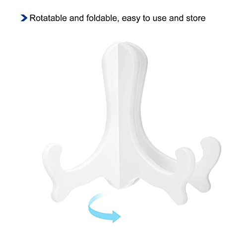 uxcell 2pcs 6" Easel Plate Holder, Plastic Folding Display Stand White for Decorative Picture Frame