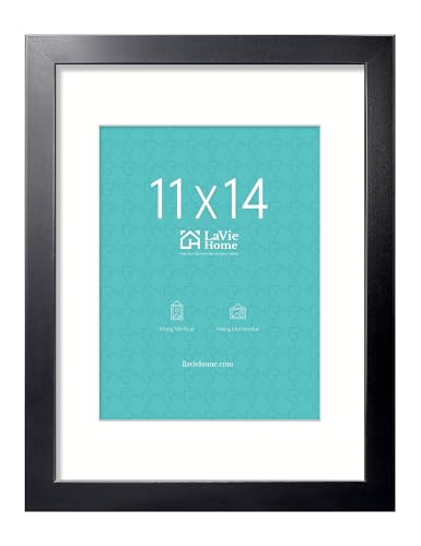 LaVie Home 11x14 Picture Frame, 11 x 14 Frame Display Pictures 8x10 with Mat or 11x14 Without Mat, Stable and Sturdy Black...