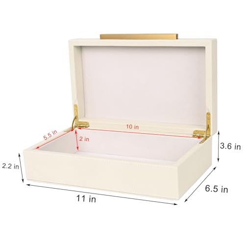 XIGEXIGE Beige Shagreen box Faux Leather Decorative Boxes,Keepsake And Memory Storage Decorative Boxes with Lids for Moder...