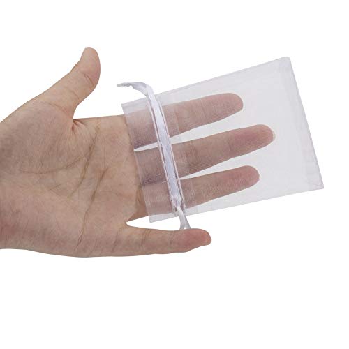 HRX Package 100pcs White Organza Jewelry Bags Drawstring 3 x 4 inch, Little Mesh Gift Pouches Mini Candy Bags for Small Pr...