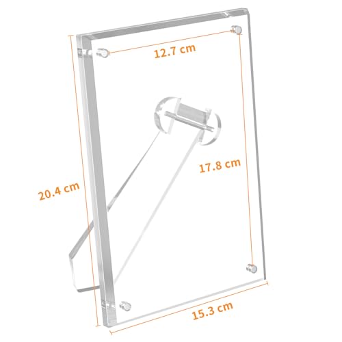 NIUBEE 5x7 Acrylic Picture Frame with Magnets - 2 Pack, Shatter-Resistant Floating Photo Frame for Tabletop, Modern Desk D...