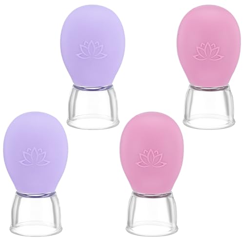 FNANJWQ 4Pcs Facial Cupping Therapy Set, Silicone Face Cupping Kit for Massage, Anti Cellulite Cup Massage Tool Vacuum Suc...