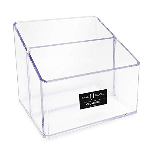 Isaac Jacobs Clear Acrylic 2-Section Organizer, Remote Holder & Multi-Functional Makeup, Brush, Pen & Pencil Storage Solut...