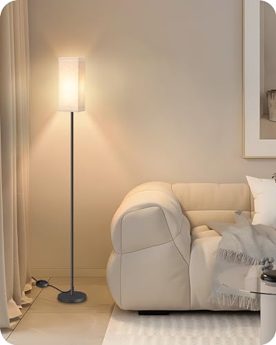 GOEBLESON 64.6" Floor Lamp, Pole with Foot Switch, Modern Standing Lamp Lampshade, Minimalist Freestanding Lamp (Bulb Not ...