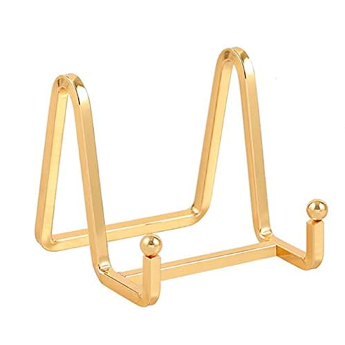 Plate Holder Easel Display Stand - 3 inch Metal Plate Stands for Display - Tabletop Picture Stand - Gold Iron Easels for D...