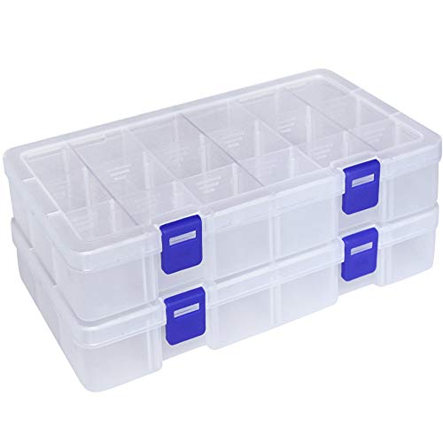 DUOFIRE Plastic Organizer Container Storage Box Adjustable Divider Removable Grid Compartment for Jewelry Beads Earring To...