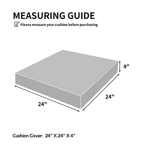 Easy-Going Waterproof Patio Cushion Covers ONLY Cover 24x24x4 inch 4 Pack Replacement Non-Slip Outdoor Seat Cushion Slipco...
