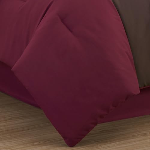 Chezmoi Collection Vienna 7-Piece Embroidered Floral Comforter Set (King, Burgundy Taupe Brown)