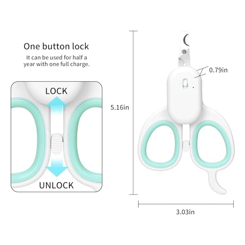 PAKEWAY Pet Nail Clipper with LED & -U-V Light, Cat Claw Trimmer with Ultra Bright LED Light for Nail Bloodline to Avoid O...