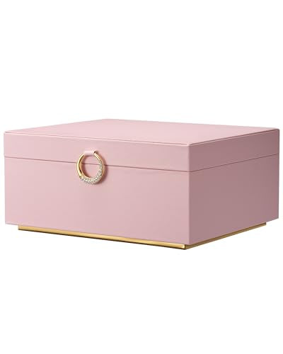 pickpiff 2 Layer Jewelry Box Organizer for Women, Jewelry Organizer with Handle & Removable Tray, Necklace Holder Ring Ear...