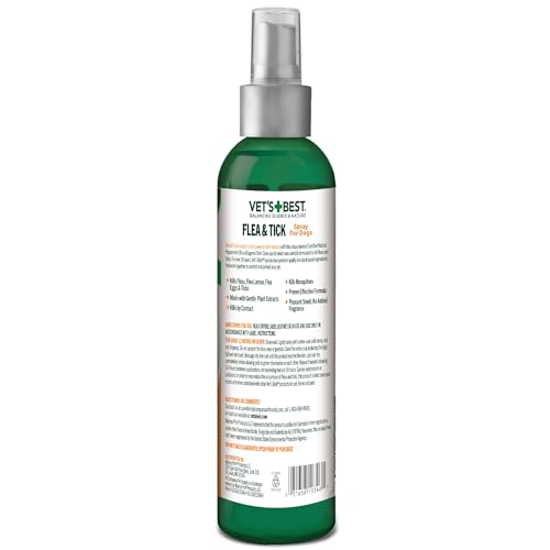 Vet's Best Natural Flea and Tick Spray for Dogs – Plant-Based Flea Repellent with Certified Essential Oils – Natural Pest ...