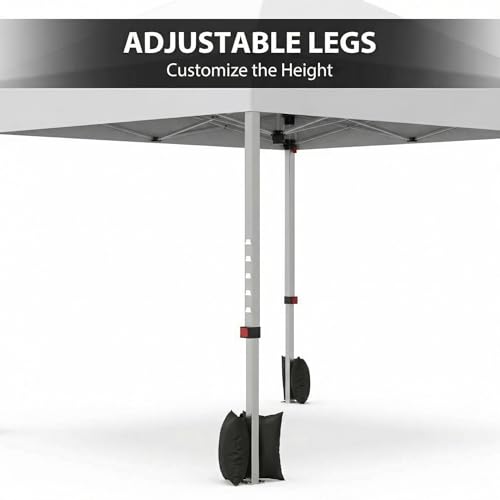 10x10 Pop Up Canopy Tent with Center Lock, One Push Setup, Adjustable Legs, Silver-Coated Waterproof Oxford Top, Heavy Dut...