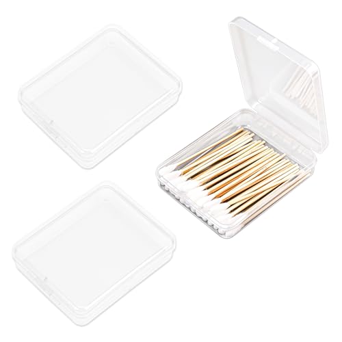 3-Piece Portable Travel Pad Holder - Bathroom Vanity Countertop Storage Organizer - Cotton Ball & Swab Dispenser - Transpa...