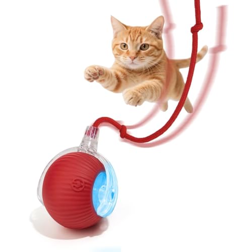 molxiobul Interactive Dog Cat Toy Ball, Upgraded Rechargable Smart Automatic Rolling Pet Ball with Tail, Fast Moving Toy f...