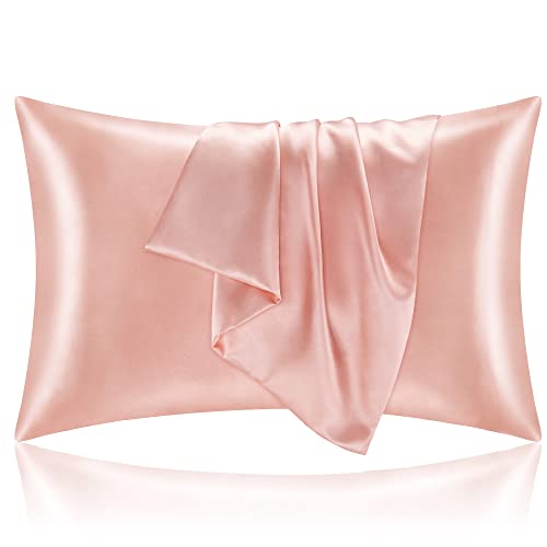 BEDELITE Satin Pillowcase for Hair and Skin, Super Soft and Cooling Similar to Silk Pillow Cases 2 Pack with Envelope Clos...