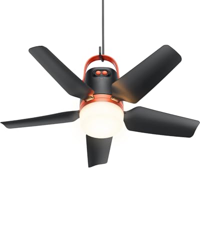 AURATHEA 20” Canopy Fan with Lights, 20000mAh Battery Operated Ceiling Fan, Portable Outdoor Camping Fan with Remote Contr...