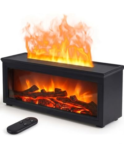 Essential Oil Diffuser, 7-Color Fireplace Fire Flame Aromatherapy Humidifier, 280ml Ultrasonic Aroma Diffuser Cozy Gift wi...