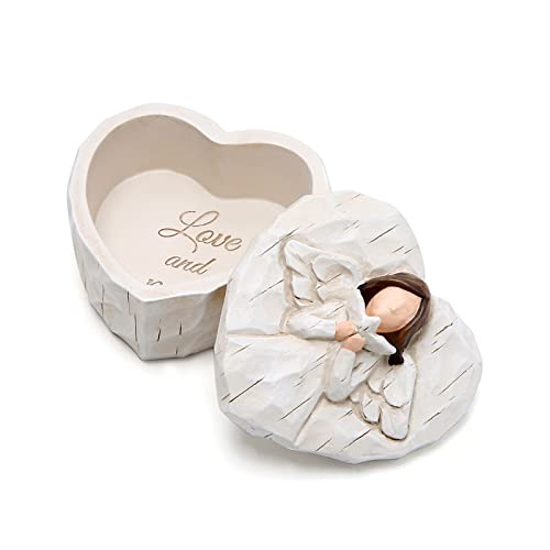 Hodao Angle Figurines Keepsake Box Decorations For Home Living Room Table Sculpted Hand-Painted Memorial Keepsake Box Love...