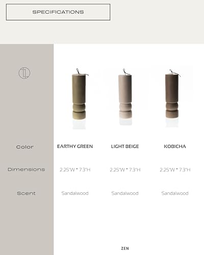 LAWA Zen Candle - Beautiful Handmade Pillar Scented Soy Wax Elegant Aesthetic Candle Housewarming Gift Home Room Shelf Dec...