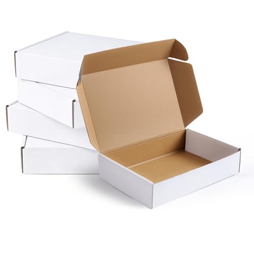 Shipping Boxes,5 PCS 6x4x2 Inch Tuck Top Mailer Boxes,White Small Corrugated Cardboard Boxes for Packing, Mailing, Moving,...