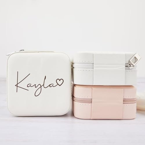 Corissy Personalized Jewelry Box for Women, Custom Travel Jewelry Case with Name and Birth Flower, Leather Jewelry Box for...