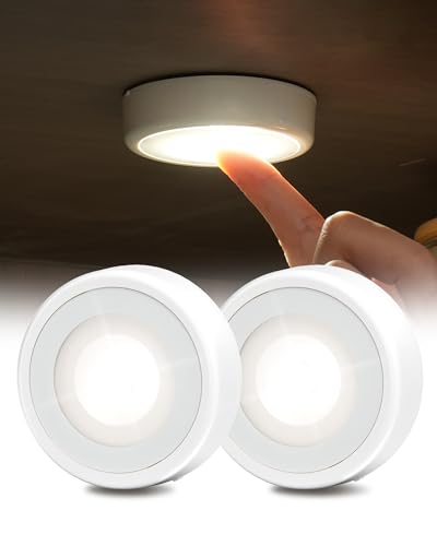 EZVALO LED Puck Lights, Rechargeable Battery Touch Light, 2.5'' Mini Tap Lights, Wireless Closet Light, Under Cabinet Ligh...