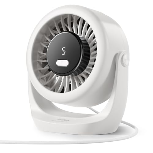 Diveblues USB Desk Turbo Fan, Ultra-Quiet Mini Desk Fan, Powerful Wind, LED Display, 5 Speed, 360° Rotating Small Portable...