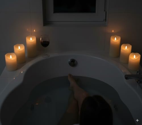 VENTA Realistic Glow Flameless Candles | Decorative Set of 2 in White Dotted Glass with Remote & Timer | Decorative Table ...