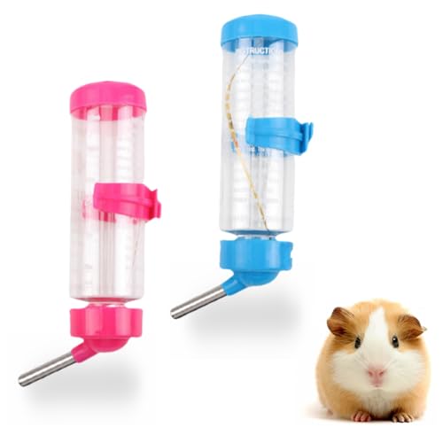 2 PCS Cage Water Bottle No Drip Small Animal Water Bottle Pet Water Bottle for Rabbit Guinea Pig Hedgehog Squirrel Hamster...