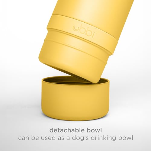 Ubbi Pup & Me Insulated Stainless Steel Dog Water Bottle with Attached Bowl, 32 oz Portable Leakproof Travel Bottle for Do...