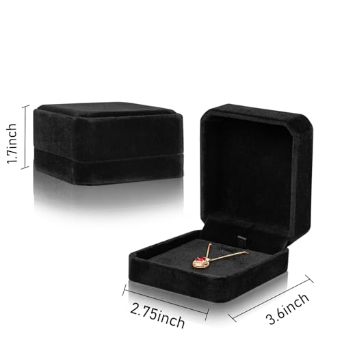 Lamoutor 1Pcs Velvet Necklace Pendant Gift Box Jewelry Gift Box (Black)