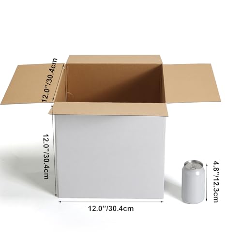 CRUGLA 12x12x12 Shipping Boxes 10 Pack, White Corrugated Cardboard Boxes with Side-Lock and Pre-Applied Double-Sided Tape,...
