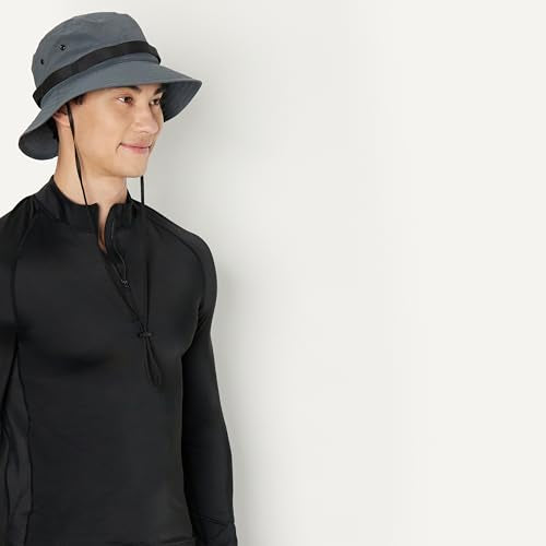 Amazon Essentials Men's Washed Nylon Outdoor Wide Brim Sun Bucket Hat