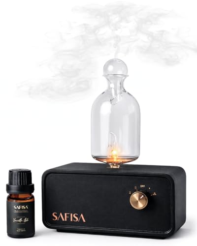 SAFISA Waterless Essential Oil Diffuser, Nebulizing Cold Air Scent Diffuser for Home, 700 Sq. Ft., Portable Glass Waterles...