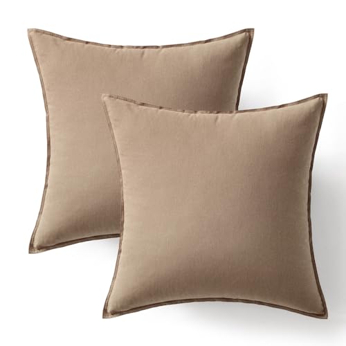 MIULEE 26x26 Inch Pack of 2 Decorative Euro Shams Linen Pillow Covers Boho Farmhouse Modern Soft Accent Throw Pillows for ...