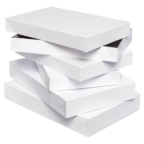 American Greetings White Gift Boxes with Lids for Presents, Assorted Sizes (3 Medium Shirt Boxes, 2 Large Robe Boxes) for ...