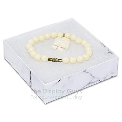 TheDisplayGuys - 100-Pack #33 Cotton Filled Cardboard Paper Jewelry Boxes Gift Case - Marble White (3.5" x 3.5" x 1.0") - ...
